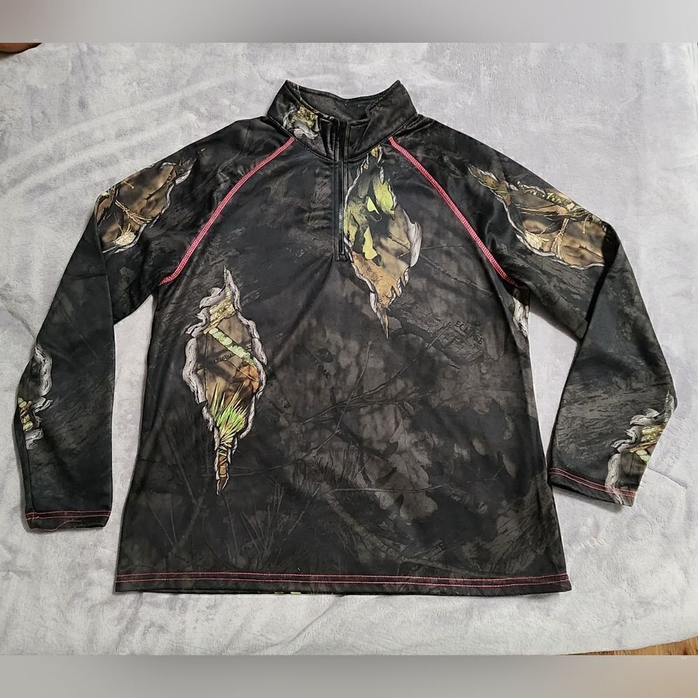 Mossy Oak Womens Winter Micro Fleece Camo Pull Over Sweater 1/4 Zip